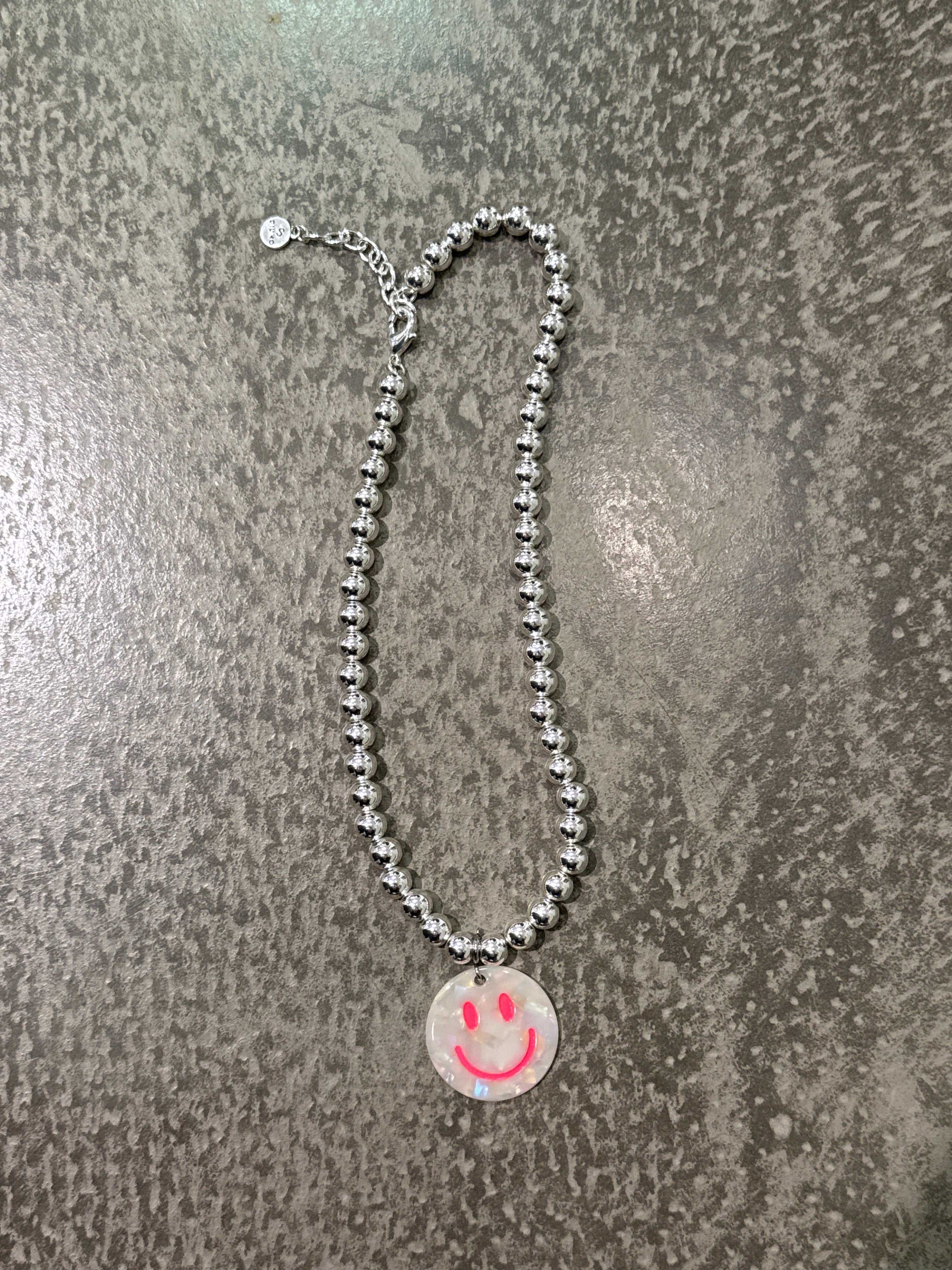 Kette Silber Smiley Pink