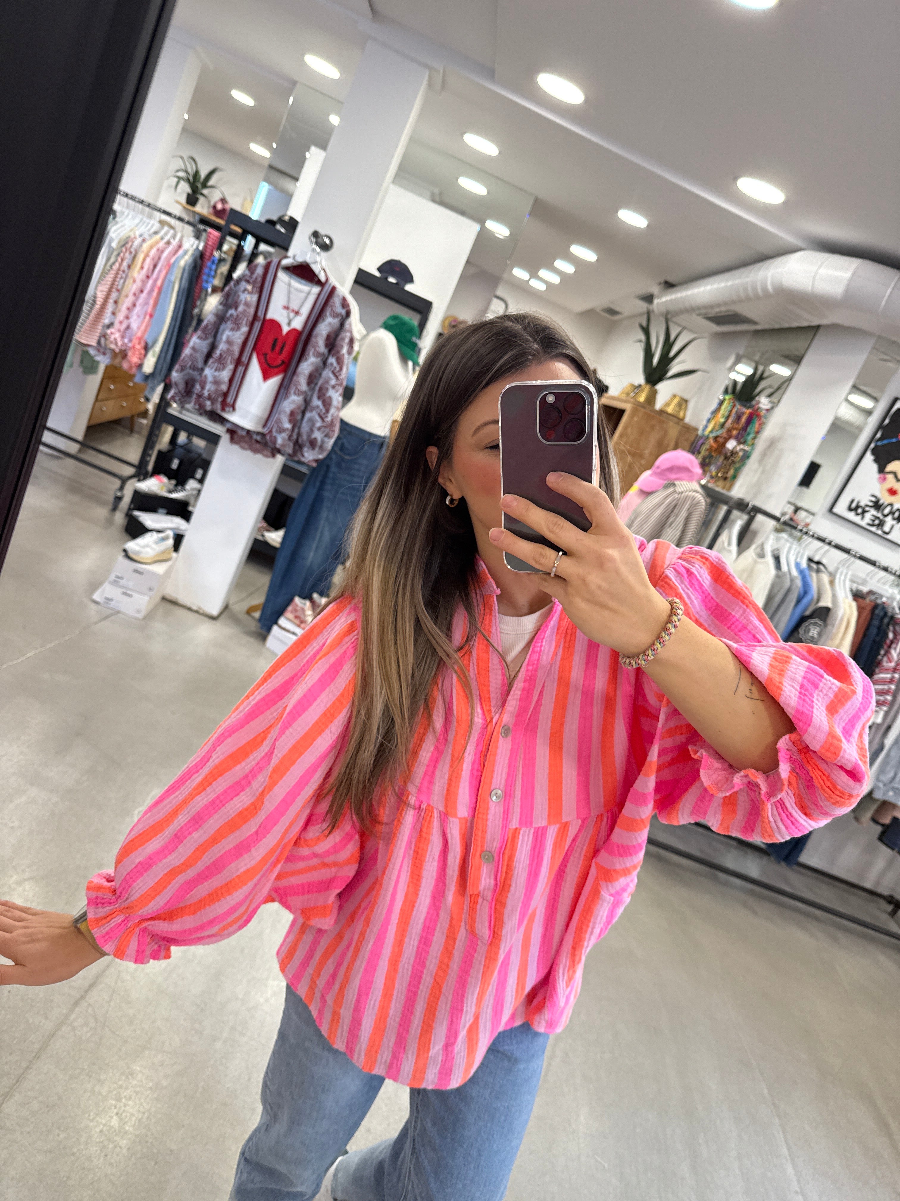 Bluse Tunika Neon Stripe