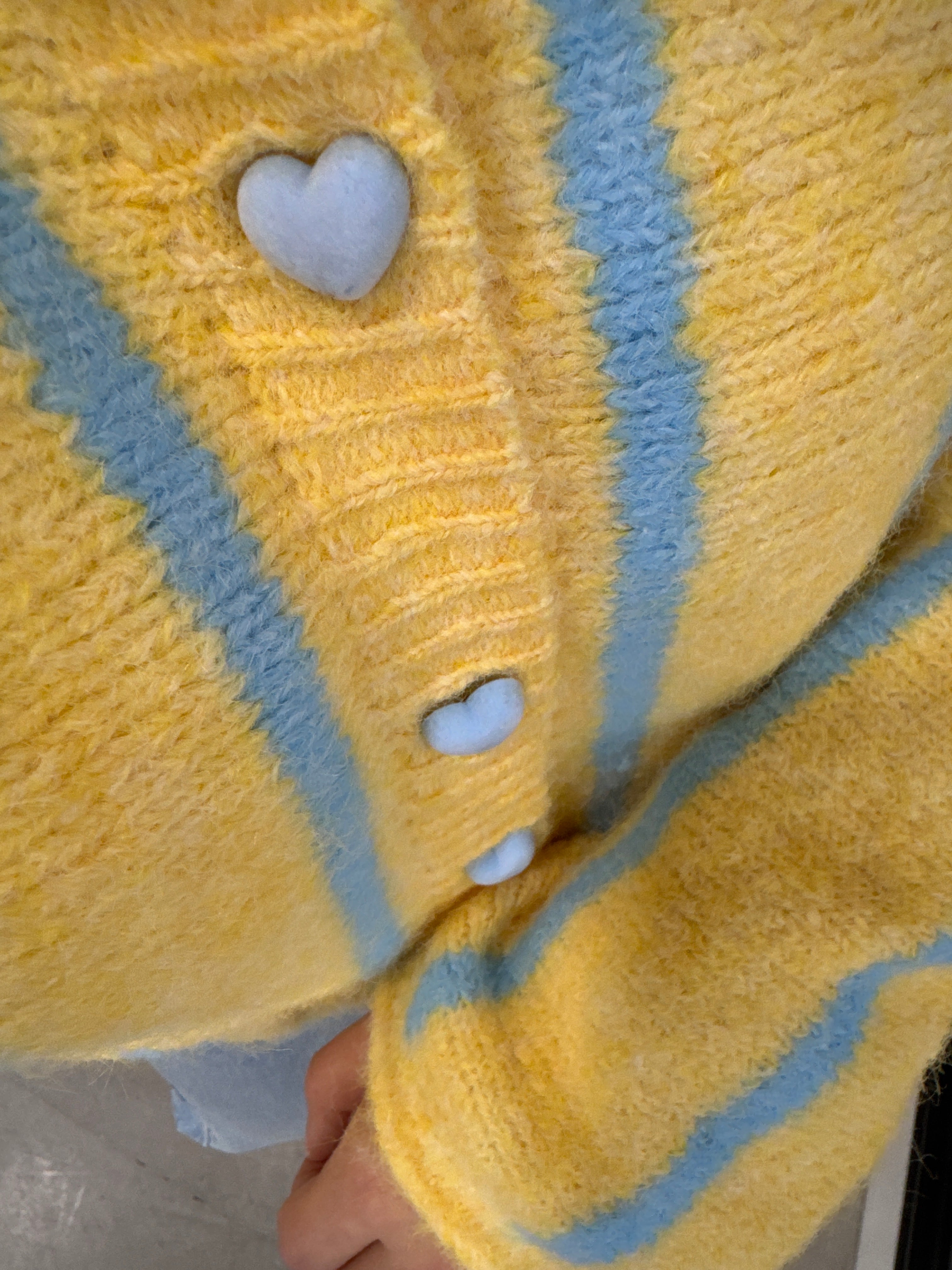 Cardigan Blue Yellow Heart