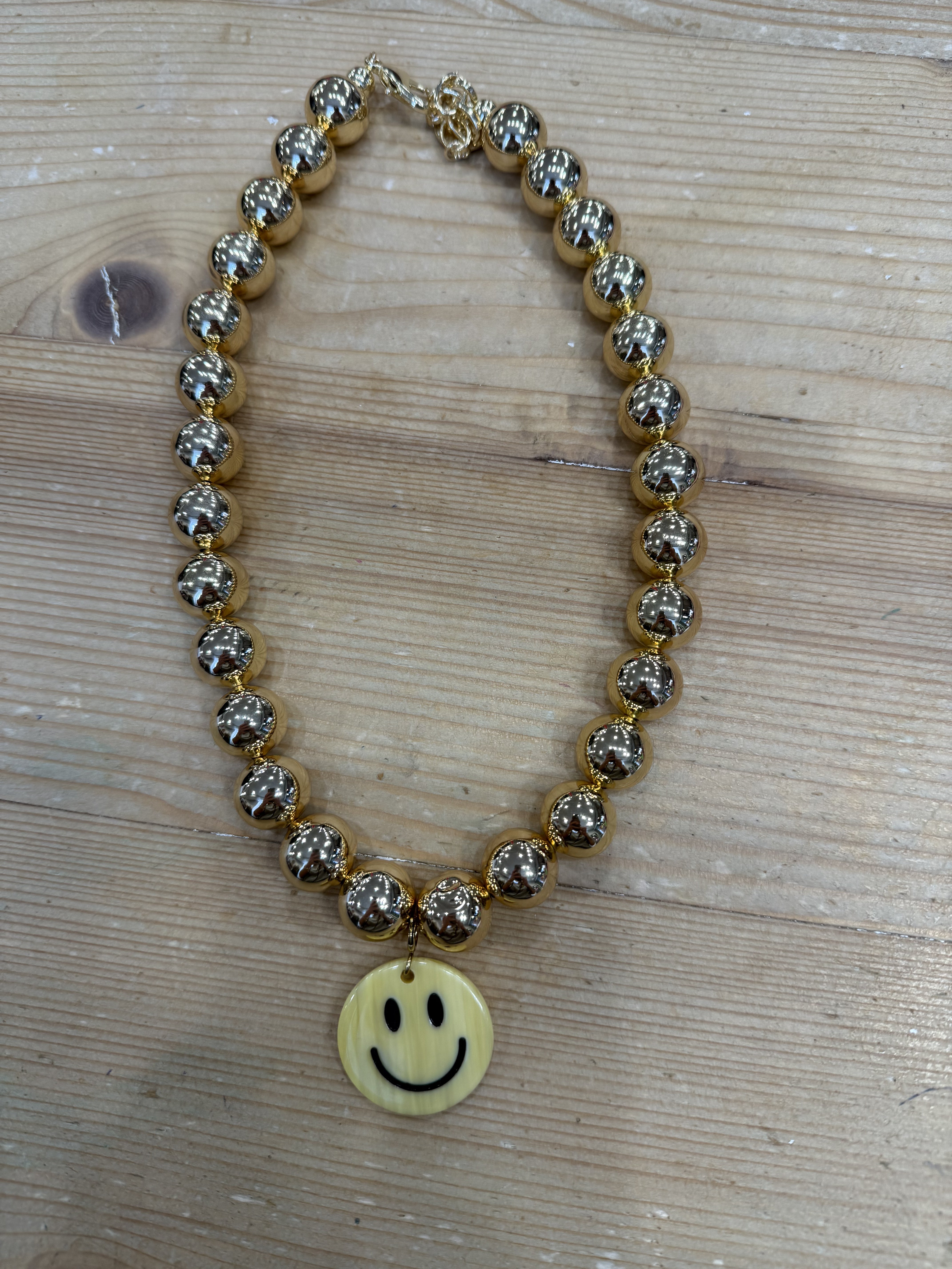 Kette Big Pearl Gold Smiley