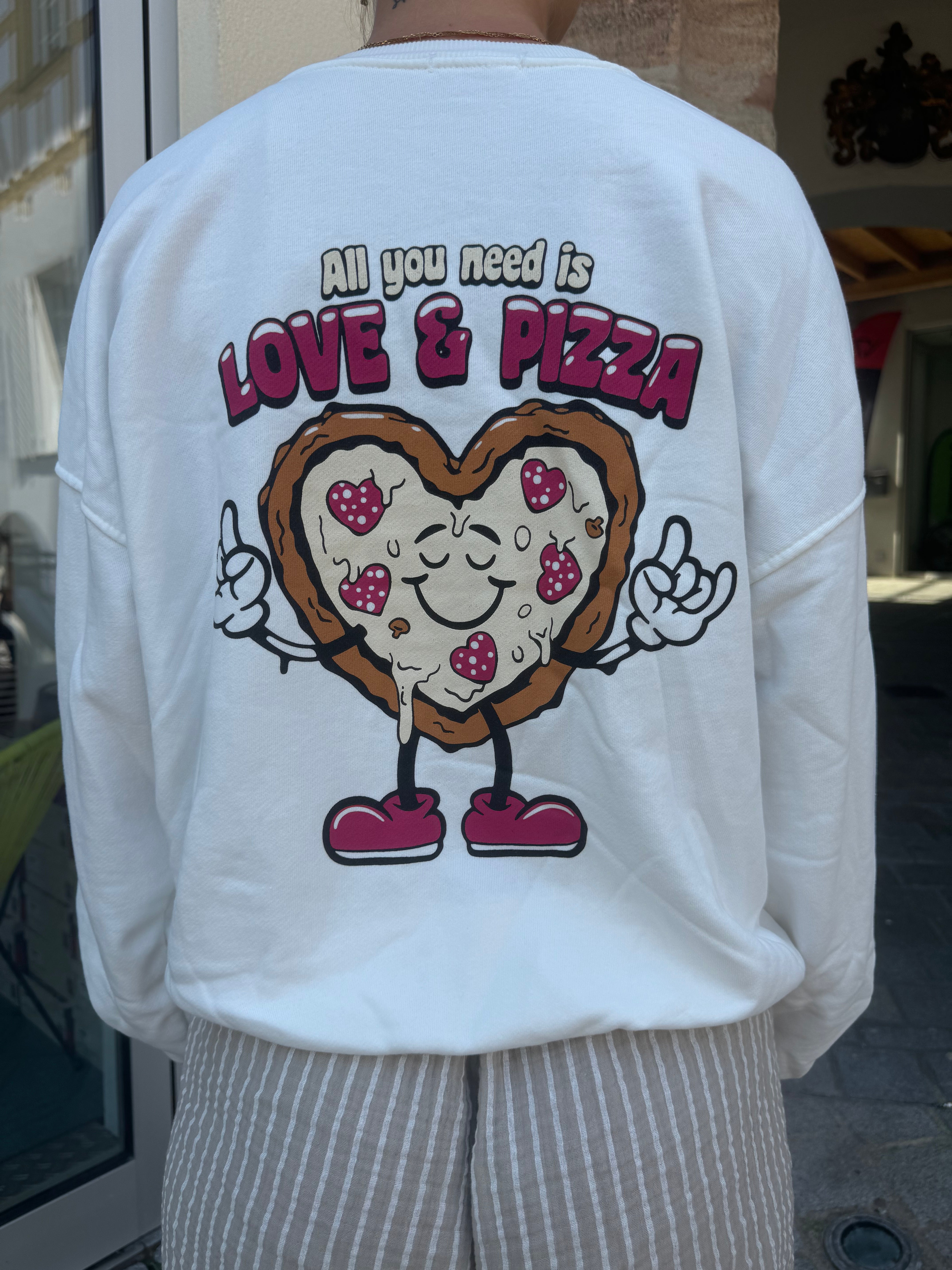 Pullover Love & Pizza White