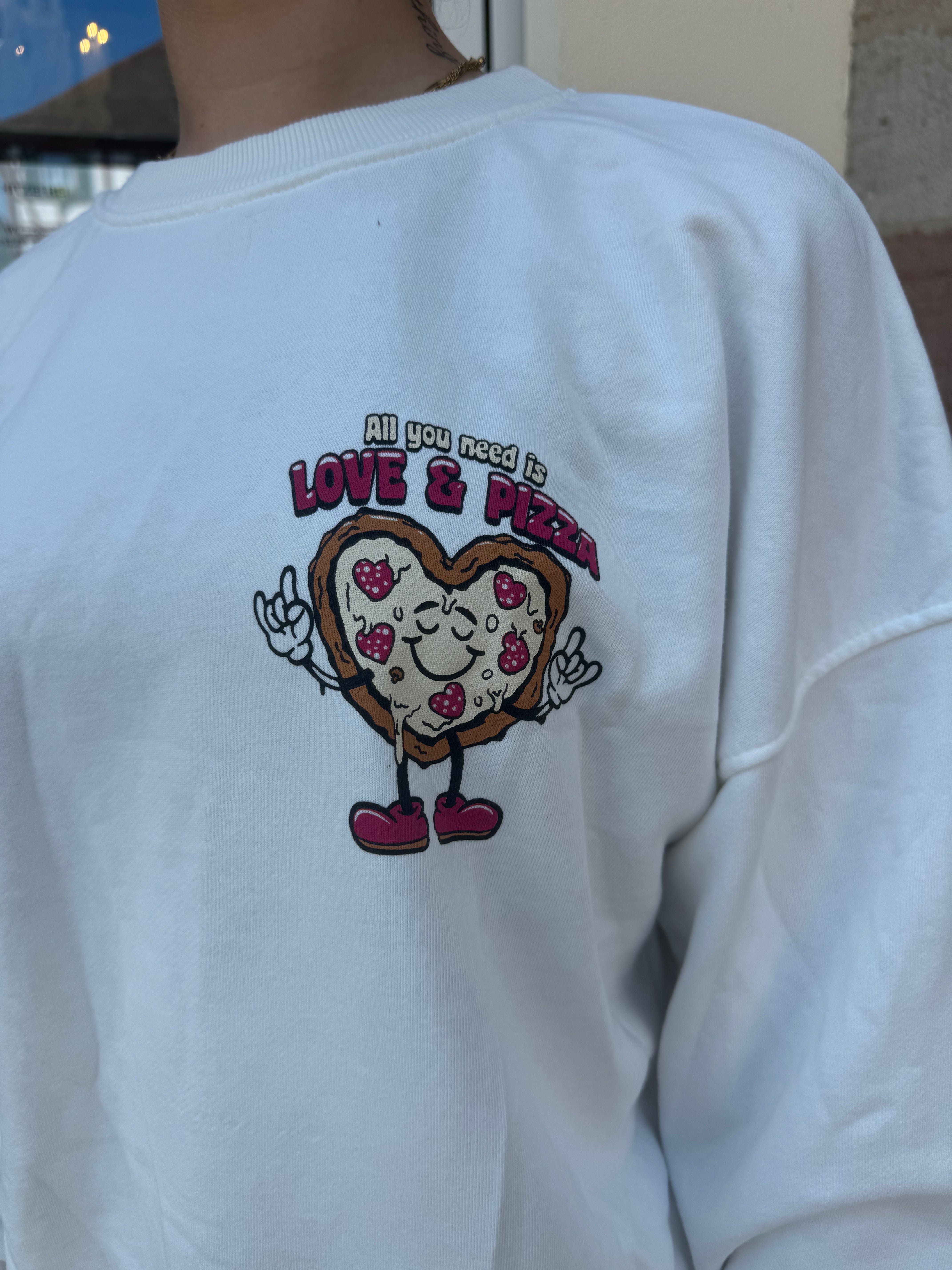 Pullover Love & Pizza White